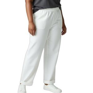 J.Jill Linen blend Pull on pants White Pockets Cuffed Plus size 2X NWT Coastal